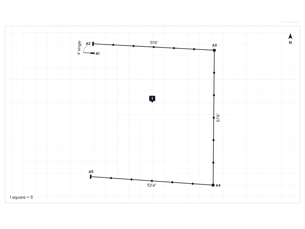 The fence plan with its lengths and tagged posts